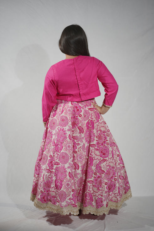 Pink Floral Lehenga